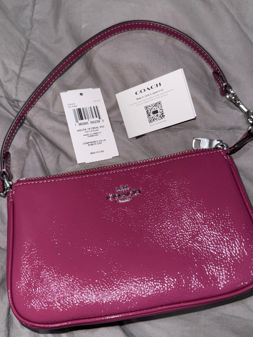 NEW Coach Nolita 19 Crinkle Pink Shoulder Bag